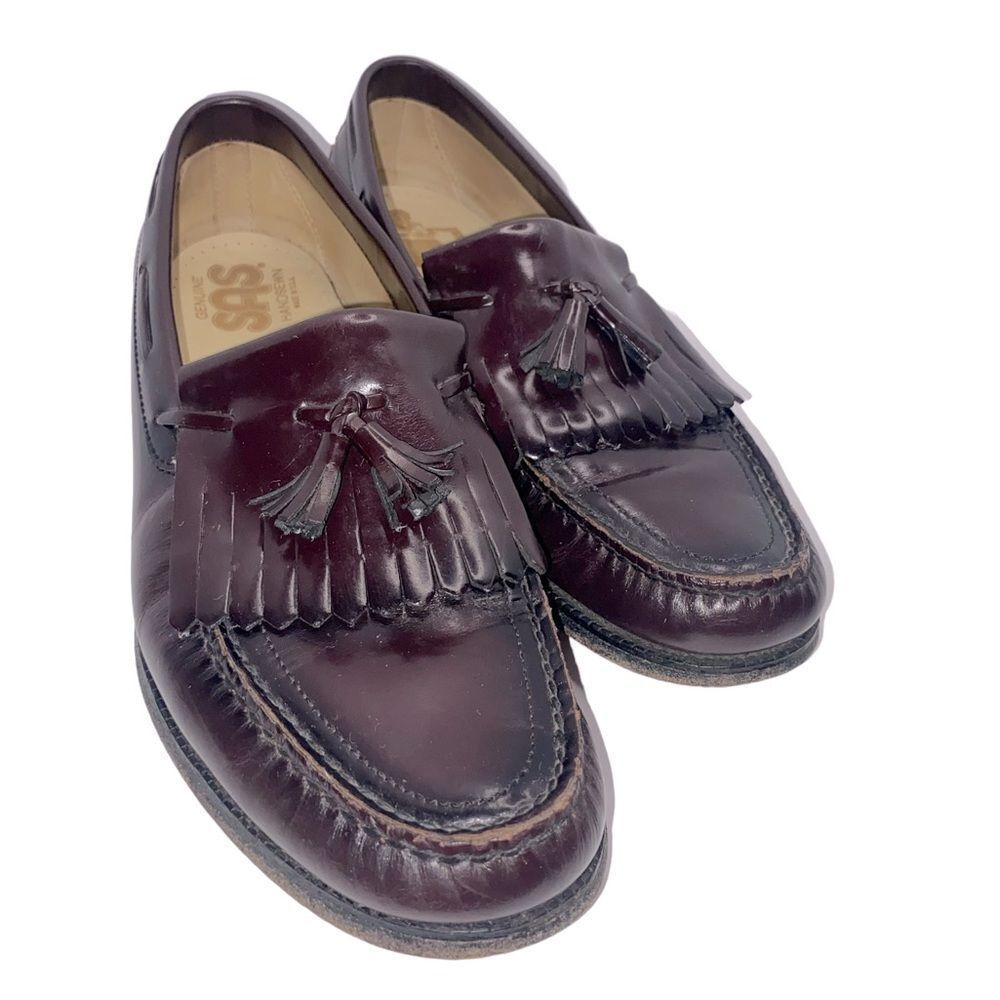 SAS Pink and Red Slip-On Loafers with Moccasin Stitching